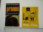 sticker oud PROMS Sittard feest 1975 1977 vintage retro, Verzamelen, Stickers, Verzenden, Zo goed als nieuw, Bedrijf of Vereniging