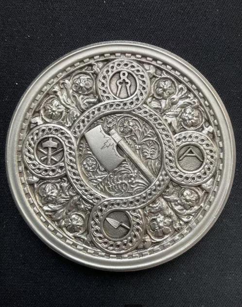 Zeldzame zeer grote zilveren penning vrijmetselaars 203 gram, Postzegels en Munten, Penningen en Medailles, Zilver, Ophalen of Verzenden