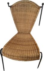 Rotan stoel met metalen frame - vintage stijl - 4 stuks, Huis en Inrichting, Stoelen, Ophalen, Gebruikt, Bruin, Vintage