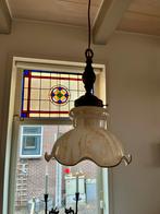 Nostalgische hanglamp / eettafel lamp met gevlamd glas, Ophalen of Verzenden, Zo goed als nieuw, Glas, Minder dan 50 cm