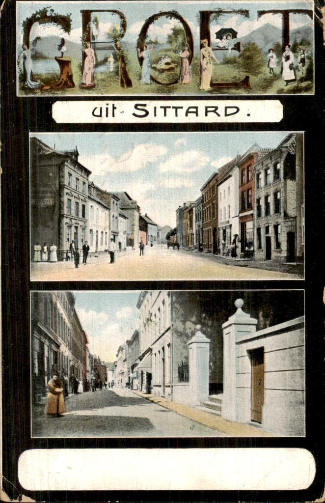 Groet uit Sittard, Verzamelen, Ansichtkaarten | Nederland, Gelopen, Limburg, Voor 1920, Ophalen of Verzenden