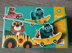 Djeco Puzzle Duo - Racing Cars, Ophalen of Verzenden, 10 tot 50 stukjes, Zo goed als nieuw, 2 tot 4 jaar