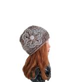 Gehaakte muts met bloem - Nr.11, Kleding | Dames, Mutsen, Sjaals en Handschoenen, Maat 38/40 (M), Nieuw, Ophalen of Verzenden