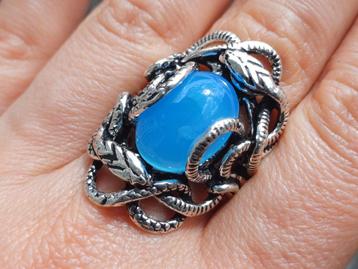Vanoli 925 zilveren ring slang slangen chalcedoon maat 18 beschikbaar voor biedingen