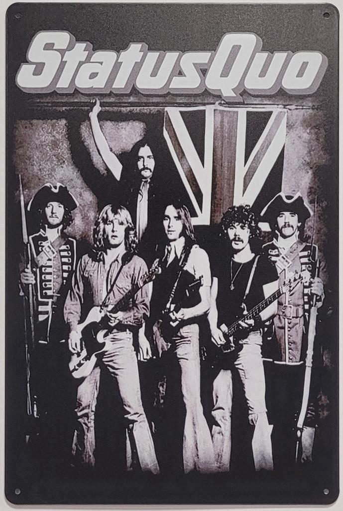 Status Quo Engelse vlag reclamebord van metaal wandbord deco, Verzamelen, Muziek, Artiesten en Beroemdheden, Nieuw, Foto of Kaart