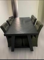 VISGRAAT EETTAFEL + 6 STOELEN, Ophalen, Zo goed als nieuw, 4 tot 6 stoelen