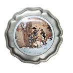 Vintage Porseleinen Bord met Tinnen Rand - Jachttafereel, Antiek en Kunst, Antiek | Wandborden en Tegels, Ophalen of Verzenden