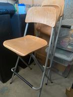 2 Klapstoelen - Houten zitting en metalen frame, Ophalen, Gebruikt, Twee, Bruin