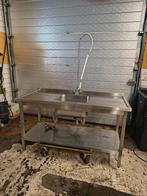 RVS spoeltafel werktafel met spoelbak en spoelkraan, Huis en Inrichting, Keuken | Keukenelementen, Ophalen, Gebruikt, 150 tot 200 cm