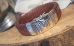 Best to Buddha Armband leer/zilver slot. Breed 1,7 cm, Sieraden, Tassen en Uiterlijk, Armbanden, Ophalen of Verzenden, Nieuw, Bruin