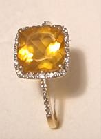 Ring van Diamond Point, 14K goud met citrien en diamanten, Verzenden, Zo goed als nieuw, 17 tot 18, Dame