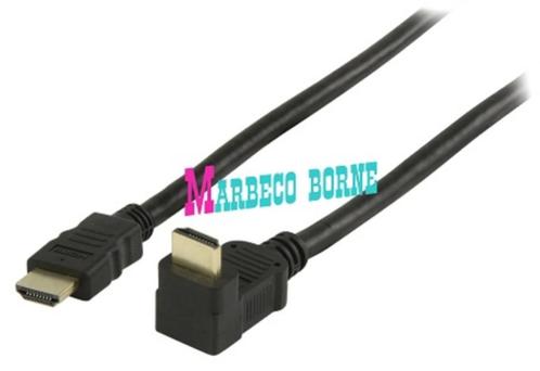 HDMI kabel 10 meter verguld, 4K High speed, Haaks 90, ARC, Audio, Tv en Foto, Audiokabels en Televisiekabels, Nieuw, HDMI-kabel