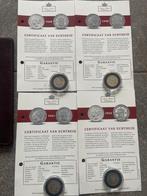 Zilveren Guldens 1921, 1922, 1928, 1930 met Certificaat, 1 gulden, Zilver, Ophalen of Verzenden, Koningin Wilhelmina