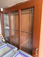 Mooie ensuite schuitdeur met glas in lood vol eiken 201/134, Deurkozijn, Zo goed als nieuw, 150 tot 225 cm, Inclusief glas