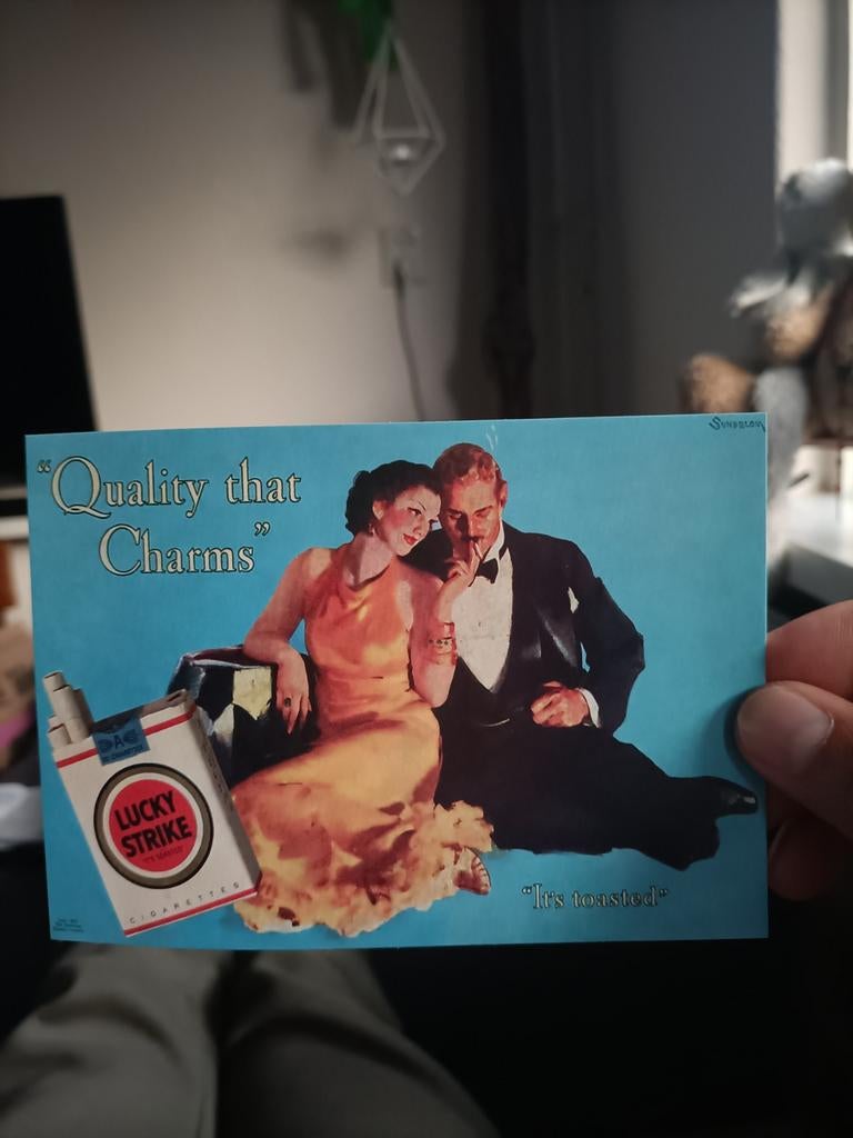 Vintage Lucky Strike Boomerang Kaart, Ophalen of Verzenden, 1920 tot 1940, Gelopen, België en Luxemburg