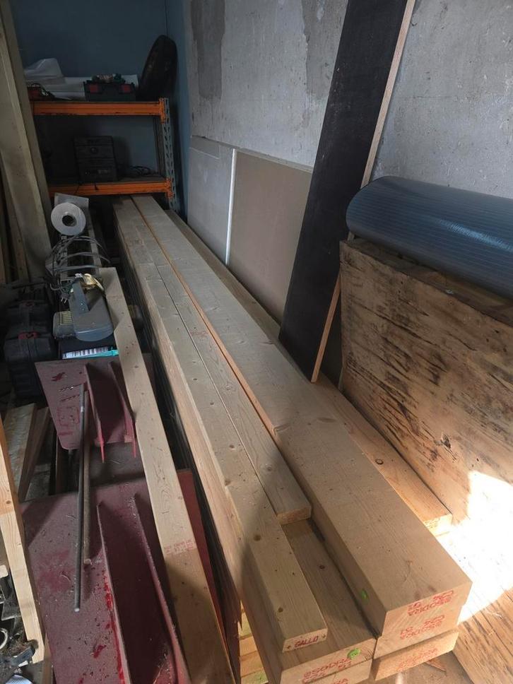 Nieuwe balken, gebruikte underlayment, Doe-het-zelf en Verbouw, Hout en Planken, Zo goed als nieuw, Balk, Overige houtsoorten