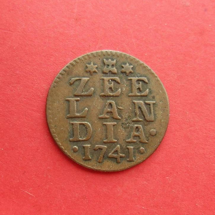Duit Zeeland 1741 Zeelandia Luctor et Emergo Middelburg., Postzegels en Munten, Munten | Nederland, Losse munt, Overige waardes