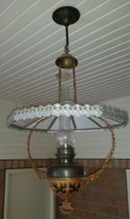 vintage olielamp met "melkglas", Antiek en Kunst, Ophalen