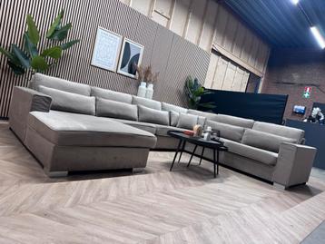 ZGAN Velvet Velours U-Bank / Hoekbank - Taupe - 363cm beschikbaar voor biedingen