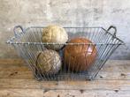 Grote rechthoekige draadmand | houtmand | kussens plaids, Overige materialen, Gebruikt, Mand, Ophalen of Verzenden