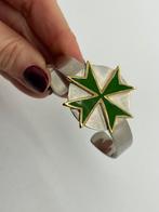 B771 Prachtige zilveren manchet armband Maltezer kruis, Ophalen of Verzenden, Zilver, Armband