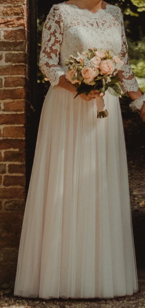 Trouwjurk S, Kleding | Dames, Trouwkleding en Trouwaccessoires, Zo goed als nieuw, Trouwjurk, Wit, Ophalen