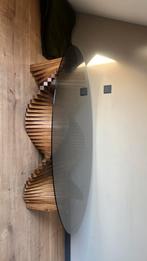 Tafel met hout en glas 155x80cm, Huis en Inrichting, Tafels | Salontafels, Ophalen