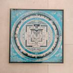 Kunst Mandala, blauw, in lijst, Ophalen of Verzenden