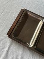 Vintage Deense RVS design serveertray met houten handgrepen, Huis en Inrichting, Ophalen, Overige materialen, Overige stijlen