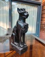 Egyptische zwarte kat sculptuur : BASTET van steen 44cm, Ophalen of Verzenden
