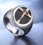 ring nr. 00.2 zilverkleur met kruis / 3 maten - halve prijs, Ophalen of Verzenden, Nieuw, Sieraad, Overige religies