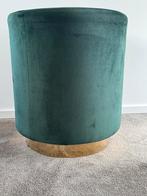 Light & Living Groene Velvet Poef met Gouden Basis, Ophalen, Minder dan 50 cm, Minder dan 50 cm, Zo goed als nieuw