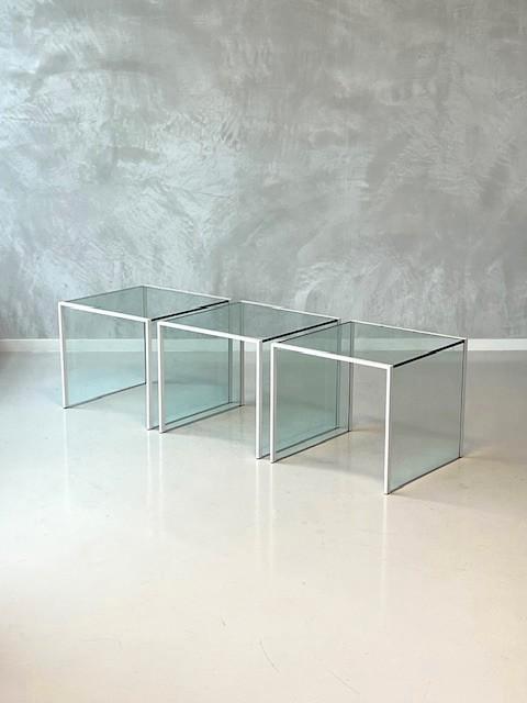 Jaren 70 bijzettafels 3x vintage design bijzettafel prijs ps, Huis en Inrichting, Tafels | Bijzettafels, Gebruikt, Vierkant, Minder dan 45 cm