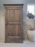 Stoere landelijke eendeurs kast met lade antique grey, Nieuw, Ophalen of Verzenden, Minder dan 150 cm, 150 tot 200 cm