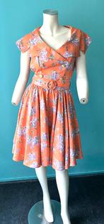Vintage Vera Mont jurk zacht oranje maat 36, Verzenden, Oranje, Zo goed als nieuw, Knielengte