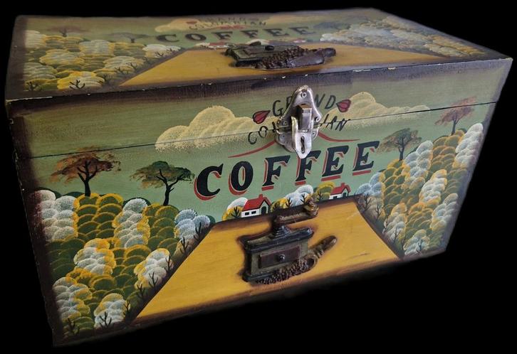 Vintage houten koffie opberg doos, Huis en Inrichting, Woonaccessoires | Kisten, Nieuw, Minder dan 50 cm, Minder dan 50 cm, Ophalen of Verzenden