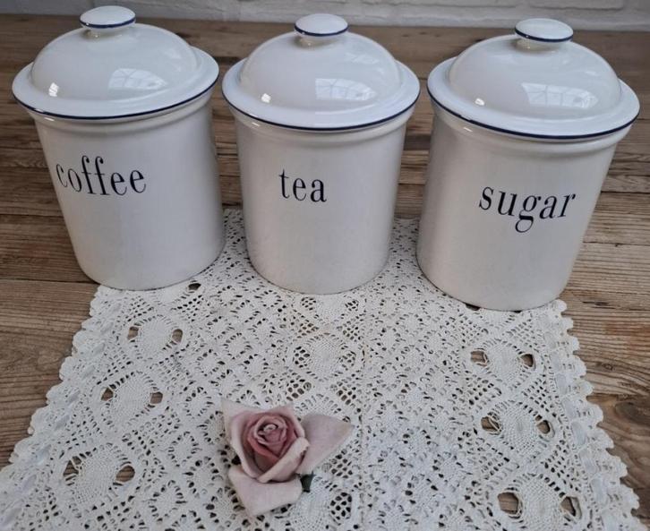 Engelse vintage voorraadpotten, Coffee, Tea, Sugar, Antiek en Kunst, Curiosa en Brocante, Ophalen of Verzenden