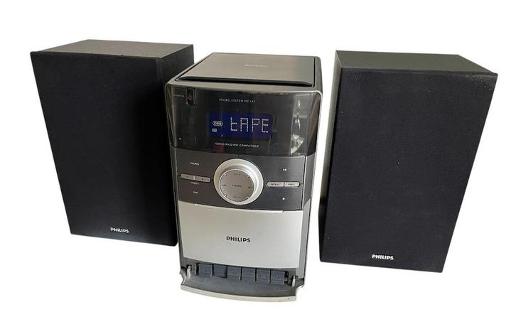 Philips MC 147 + boxen cd, cassette & radio. Lees de adv!, Audio, Tv en Foto, Stereo-sets, Gebruikt, Cassettedeck, Cd-speler, Tuner of Radio