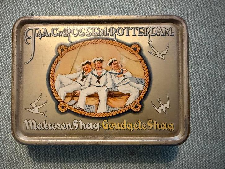 J.A.C. Rossem Rotterdam Tabaksdoos, Verzamelen, Blikken, Gebruikt, Overige, Overige merken, Ophalen of Verzenden