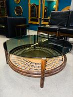 Vintage rotan salontafel met rookglas, Antiek en Kunst, Curiosa en Brocante, Ophalen