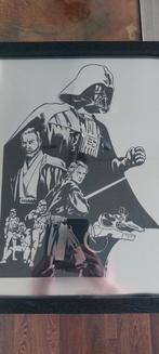 Star Wars gravure in kunststof zilver/zwart in lijst., Ophalen of Verzenden