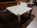Vintage marmeren salontafel messing hollywood regency tafel, Ophalen, 50 tot 100 cm, Zo goed als nieuw, ...