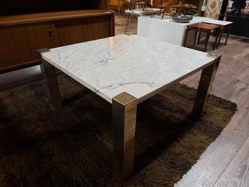 Vintage marmeren salontafel messing hollywood regency tafel  beschikbaar voor biedingen