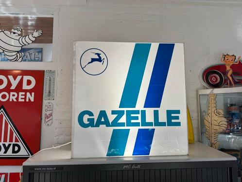 Gazelle Lichtbak Reclamebord - Vintage, Antiek en Kunst, Antiek | Emaille, Ophalen