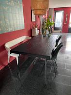 Mooie zwart teakhouten eettafel 220x100, Ophalen, Gebruikt, Teakhout, 200 cm of meer