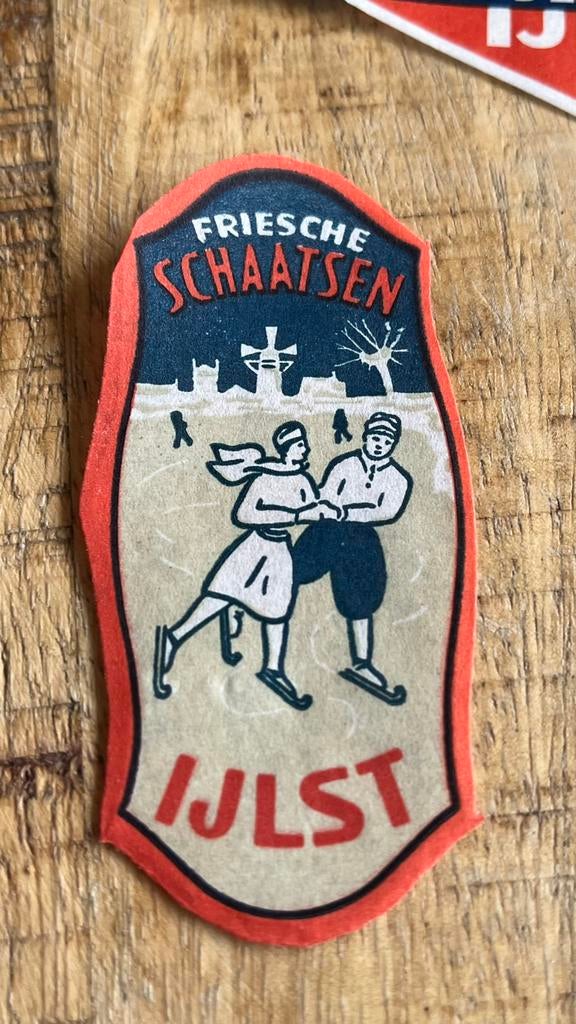 Reclame zegel FRIESCHE SCHAATSEN IJLST firma Nooitgedagt, Ophalen of Verzenden, Zo goed als nieuw, Overige typen, Overige merken
