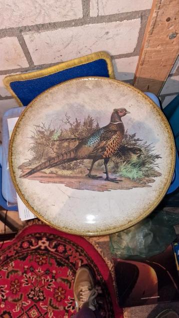 Italiaans Keramisch Bord Fazanten, 33.5 cm, hand gedecoreerd beschikbaar voor biedingen