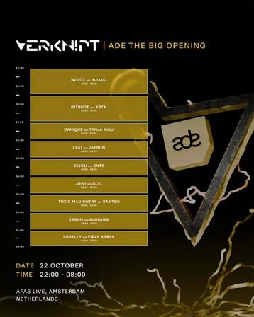 Verknipt ADE The Big Opening 22/10 AFAS Live, Amsterdam beschikbaar voor biedingen