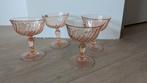 Franse Rosaline Pink Swirl champagne coupes Retro Vintage, Antiek en Kunst, Antiek | Glas en Kristal, Ophalen of Verzenden