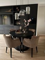 Ronde eettafel met stoelen Dubbelman Design, Ophalen of Verzenden, Zo goed als nieuw, 4 tot 6 stoelen